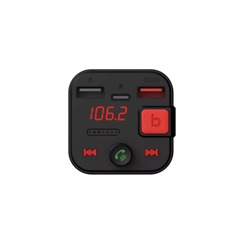 SAVIO FM-zender, Bluetooth 5.3, QC 3.0-oplader, LED-display, bass boost, TR-15, zwart