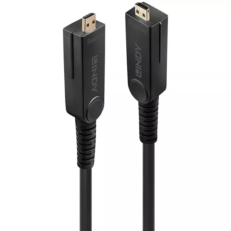 Lindy 10m glasvezel-hybride micro-HDMI-18G-kabel met afneembare HDMI- en DVI-aansluitingen