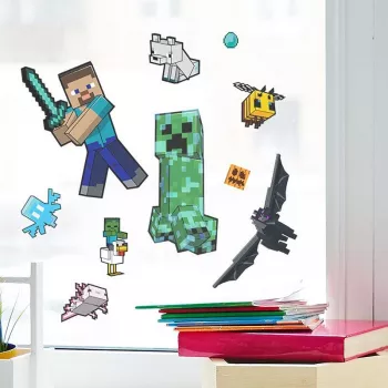 Raam-cling-stickers Paladone Minecraft PP13105MCF – herbruikbare decoratiestickers voor ramen en gladde oppervlakken