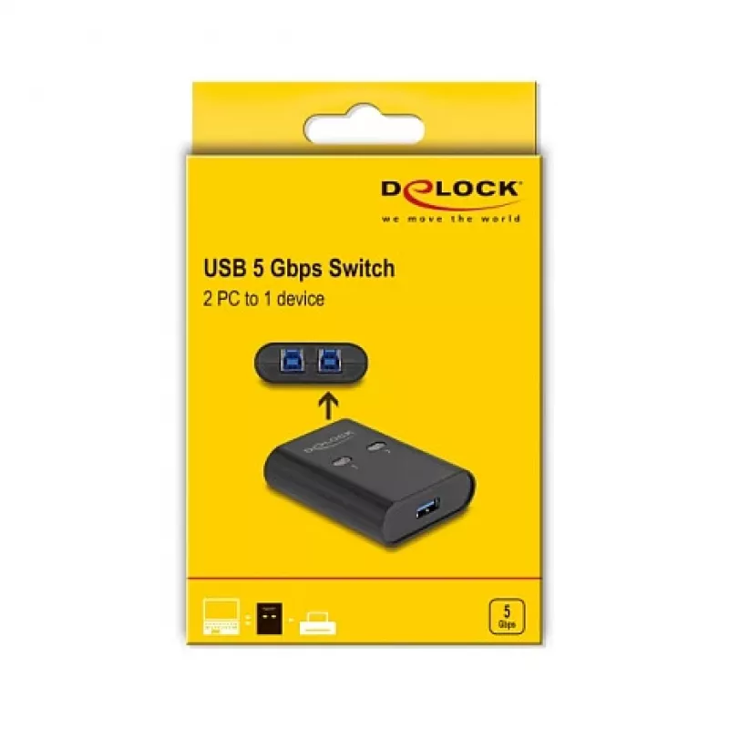 DeLOCK USB-switch 2 pc naar 1 apparaat 5 Gbps zwart