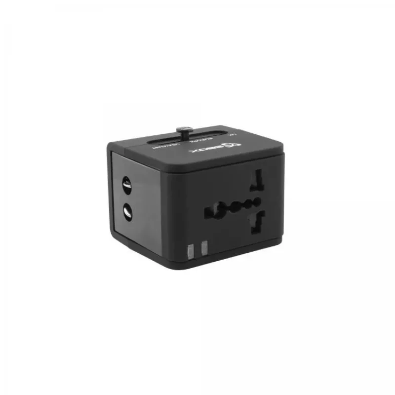 Reisadapter SBOX TA-23 met dual-USB-oplader en universele stekkercompatibiliteit