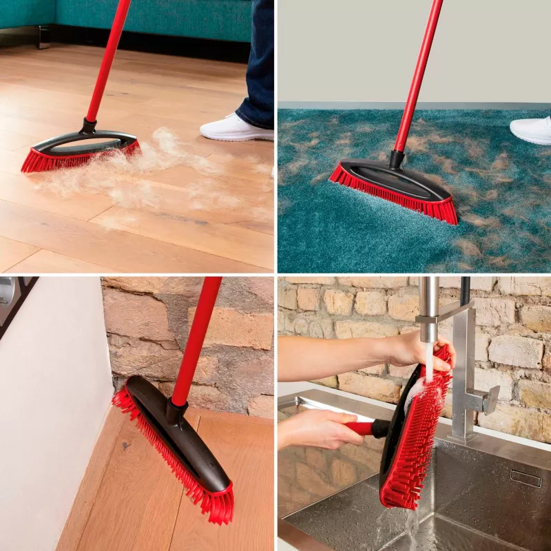 Bezem VILEDA Pet Pro ALWAYS CLEAN met ergonomische rode steel, lichtgewicht