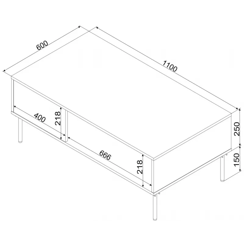 Cama TRESSE bank / tafel 110x60x40 mat groen