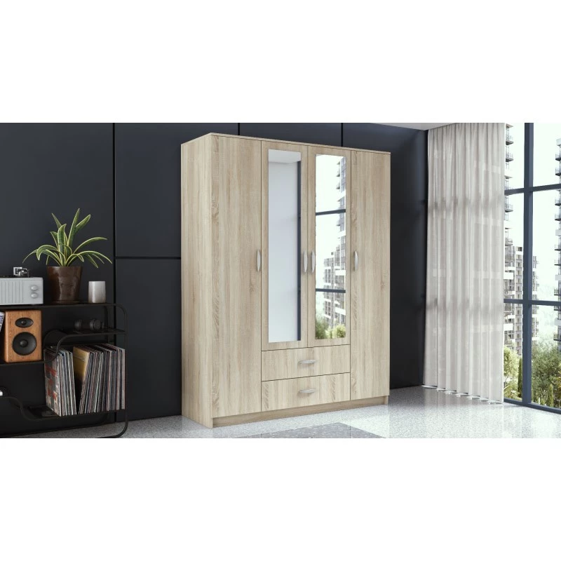 Kledingkast Topeshop ROMANA 160 SON 11 legplanken 4 deuren eiken