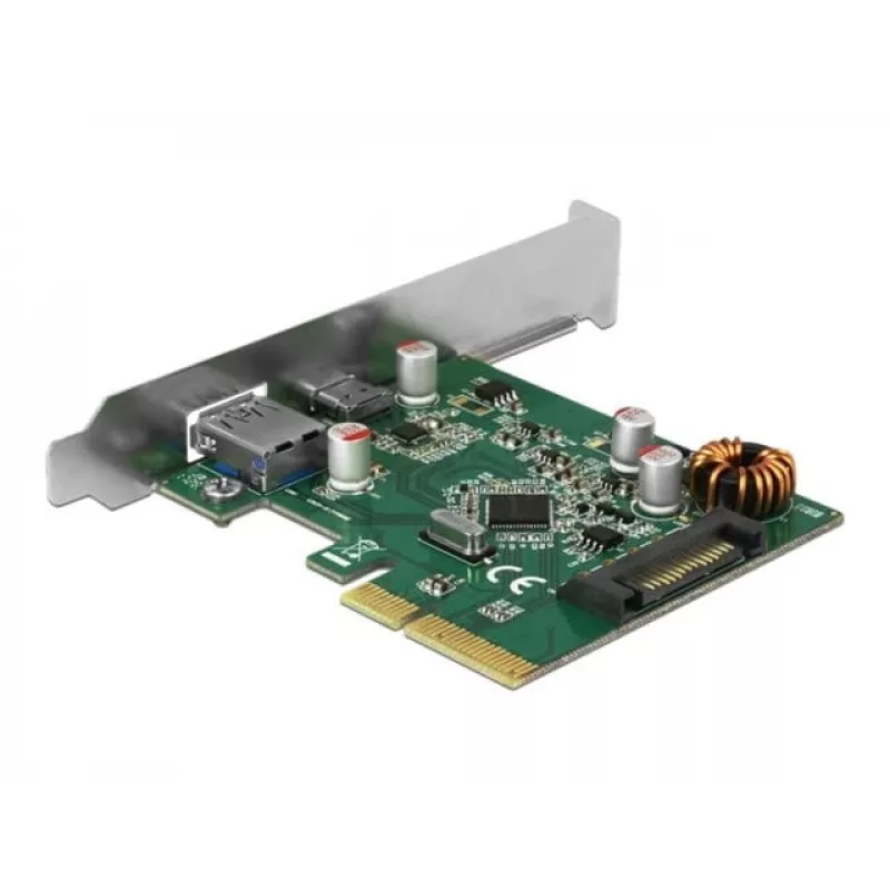 DeLOCK 90299 PCIe x4-kaart, 1x USB Type-C + 1x USB Type-A, USB 3.2 Gen 2 (10 Gbps)