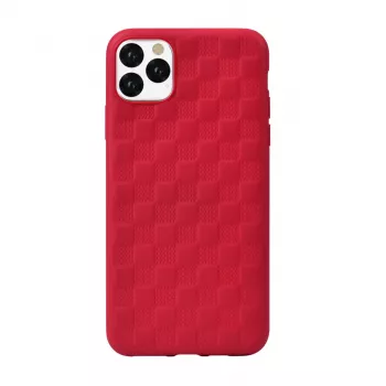 Zachte hoes Devia Woven2 voor iPhone 11 Pro, geweven gestructureerde beschermhoes, rood