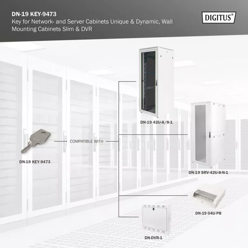 Sleutel voor netwerk- en serverkasten Digitus DN-19 KEY-9473