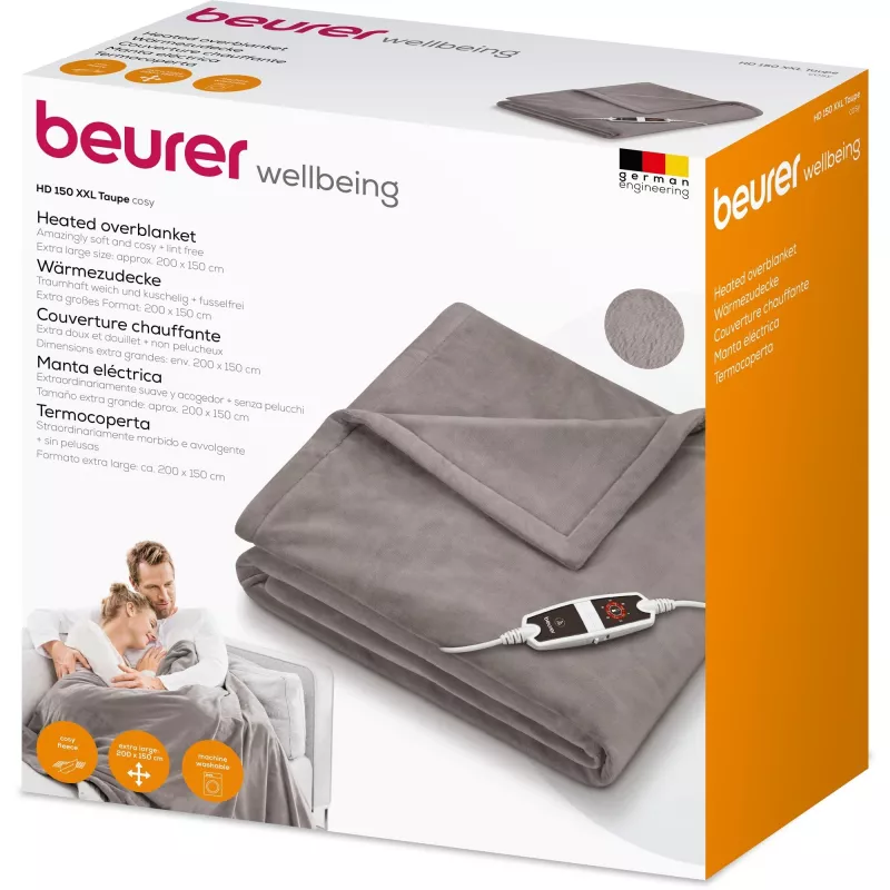 Beurer HD 150 XXL Cosy Taupe elektrische deken, 200 x 150 cm