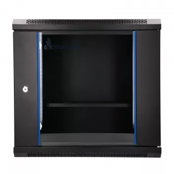 EXTRALINK LITE 9U 530X400 wandmontage-rackkast, zwart, met legbord