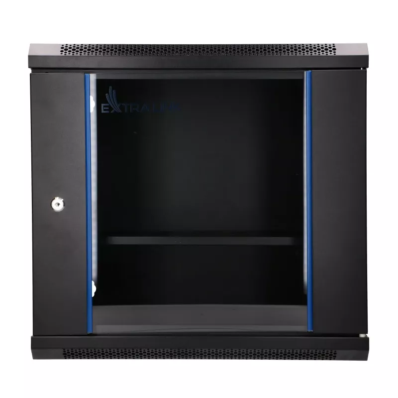 EXTRALINK LITE 9U 530X400 wandmontage-rackkast, zwart, met legbord