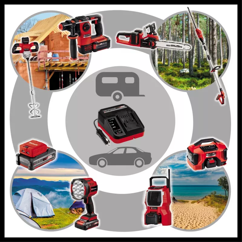 Batterijlader Einhell Power X-Car Charger 3A sigarettenaansteker rood
