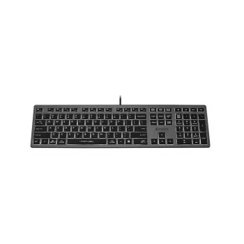 Bekabeld A4Tech-toetsenbord FX60H USB QWERTY – Full-Size 100%, achtergrondverlichting wit, grijs, USB-hub