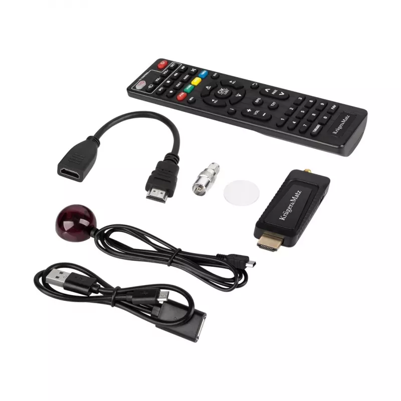 Mini DVB-T2 H.265 HEVC-tuner KRUGER & MATZ KM9998, 470–862 MHz, 1 tuner, HDMI, USB, 720p