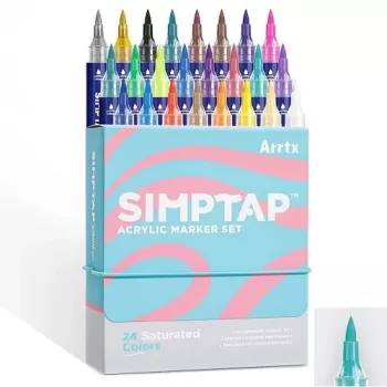 Acrylmarkers Arrtx LC303694 — 24 kleuren, waterbasis acrylinkt, fijne ronde punten
