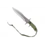 Vast mes Cinema Classic CC-H5 Rambo V — overlevingsmes, stalen lemmet 230 mm, totale lengte 385 mm, groene polymeer greep, lederen schede