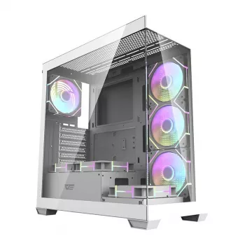 Computerbehuizing Darkflash DS900 (wit) + 7 ARGB-ventilatoren