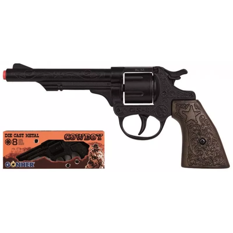 Speelgoed metalen cowboypistool Pulio model 15580/6 – realistisch design, metalen constructie