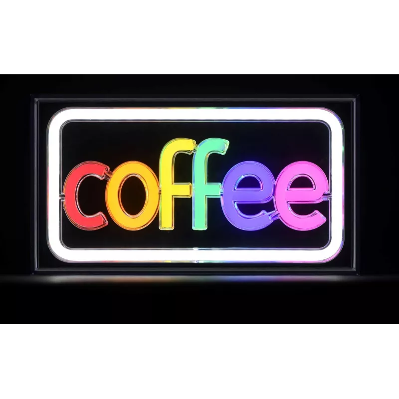 Neon LED-lichtreclame ActiveJet AJE-NEON COFFEE, veelkleurig, USB 5V, opbouwmontage, AS-kunststof frame