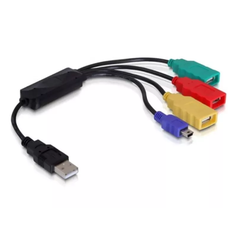 DeLock USB2.0 externe 4-poorts kabel-hub - hub - 4 x USB2.0 - desktop (61724)