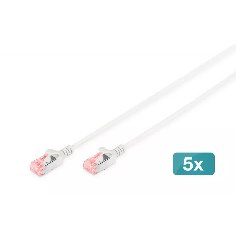 Digitus DK-1624-100S-5 CAT 6 U/FTP Slim patchkabel, 10 m, grijs, 5-pack