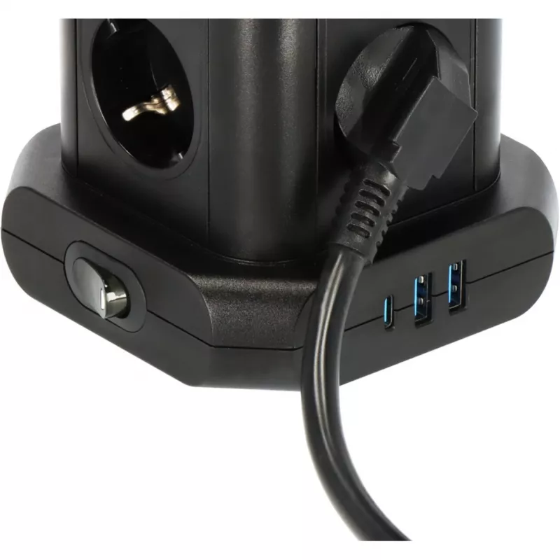 Stopcontacttoren Brennenstuhl 1153560010 — 8 stopcontacten, 2×USB-A, 1×USB-C, zwart