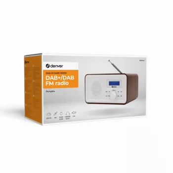 Radio DENVER DAB-30DW DAB/UKW-tafelradio met donkere houtafwerking