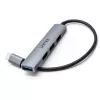 USB-C-hub Unitek H1208B — 1x USB-A 5 Gbit/s, 3x USB-A 2.0, USB-C-host, aluminium behuizing, 0,20 m kabel