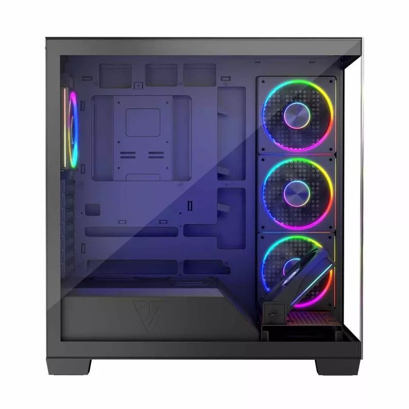 PC-behuizing MODECOM Volcano Stellar 5F ATX Midi Tower, gehard glas, 5 voorgeïnstalleerde ventilatoren, USB‑C, ondersteunt microATX/ATX, max. GPU 420 mm, CPU-koelerhoogte 175 mm