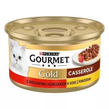 Natvoer voor katten Gourmet (Purina) Gold 85 g – volwassen, rund & kip