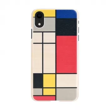 Smartphonehoesje man and wood voor iPhone XR – houten achterkant, witte rand