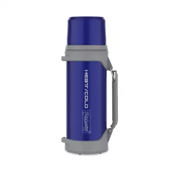 Maestro MR-1631 thermosfles 1,5 l blauw/grijs, 24 uur warmtebehoud, met deksel, beker en handgreep