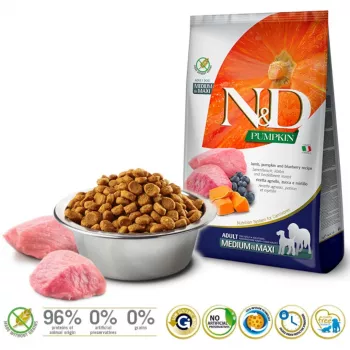 FARMINA N&D Pumpkin Lamb&Blueberry Adult Medium & Maxi - droogvoer voor honden - 12 kg