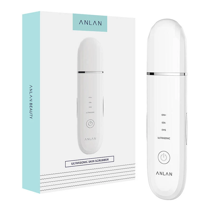 Ultrasone huidscrubber ANLAN ALCPJ07-02 – wit, ultrasoon peeling- en dieptereinigingsapparaat