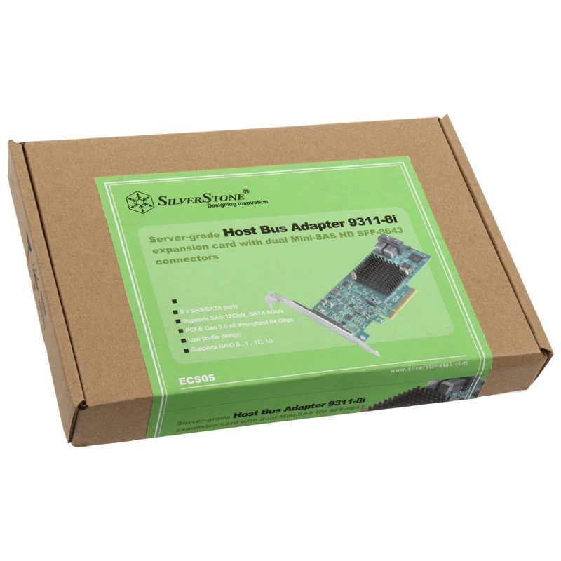 SilverStone SST-ECS05 RAID-controller PCIe x8 voor 8x SAS/SATA (9311-8i)