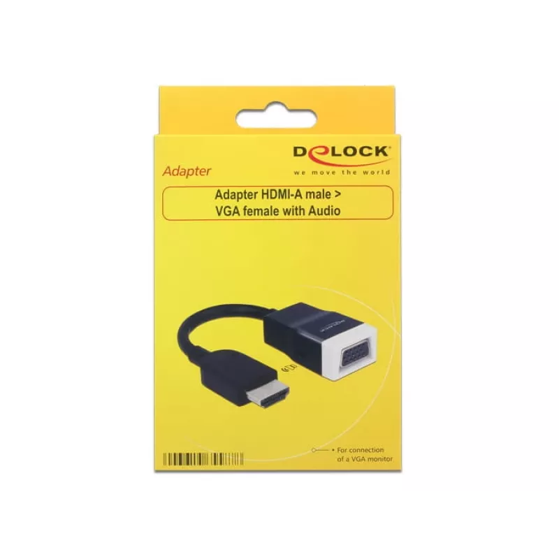 Delock 65587 adapter HDMI-A male naar VGA (D-Sub 15) female met audio, zwart/wit