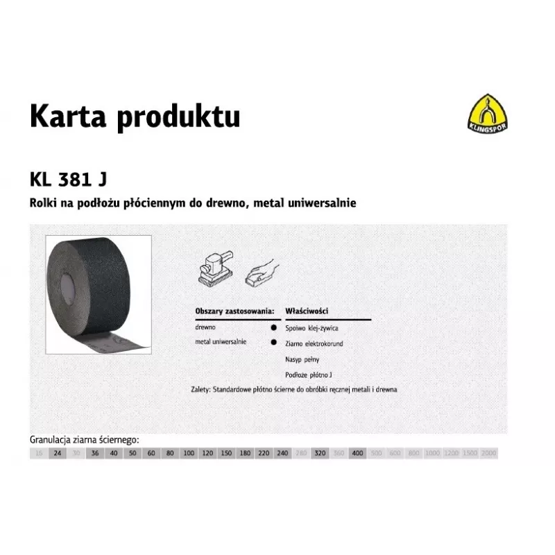 Schuurweefsel 150 mm, korrel 100, KLINGSPOR KL 381 (MPN 266299)