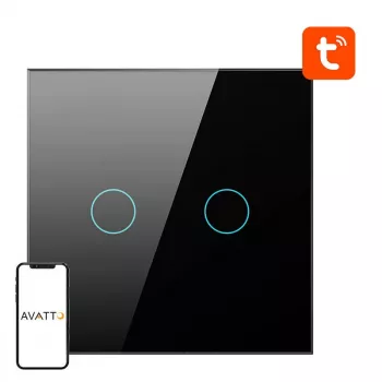 Slimme lichtschakelaar Avatto ZTS02-EU-B2 ZigBee 2-weg zwart, wandmontage, EU-model