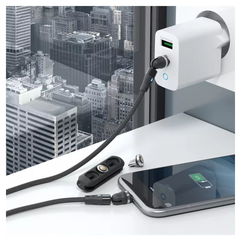 USB-kabel RealPower MagneticCharge2 1m zwart snel laden gegevensoverdracht