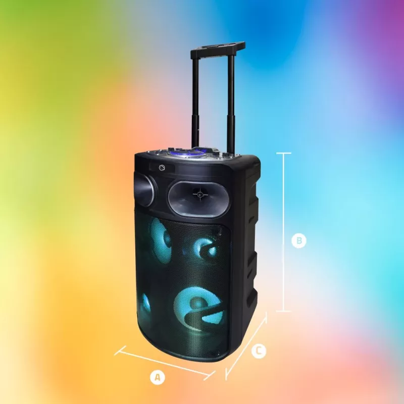 Draagbare Bluetooth-karaokeluidspreker MANTA SPK0803B140 140W, batterijgevoed, MIC/USB/microSD, FM, equalizer, wielen