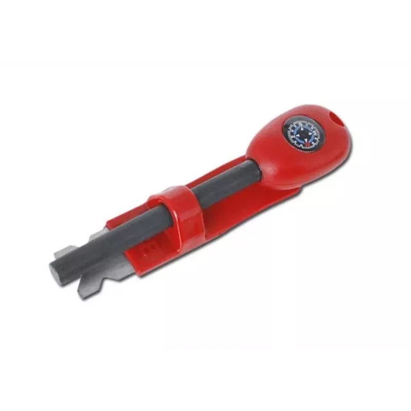 Overlevingskompas BCB CN340 — compact kompas met lichtgevende wijzerplaat, kunststof greep, 110 mm, 47 g, rood