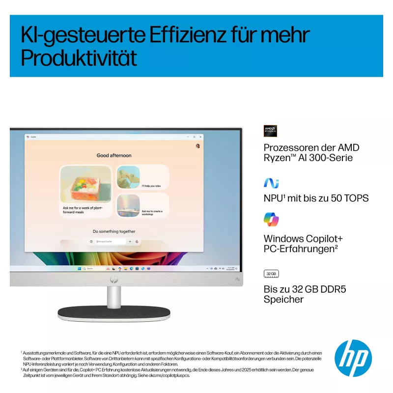HP All-in-One pc (complete oplossing) 27-ct2073ng AMD Ryzen AI 7-350 512GBSSD 16GB wit (27-ct2073ng)