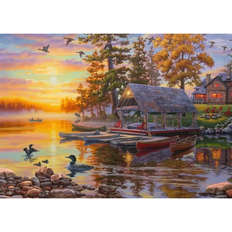 1000 stukjes puzzel Schmidt Spiele Darrell Bush Boathouse with Canoes, 1000 stukjes