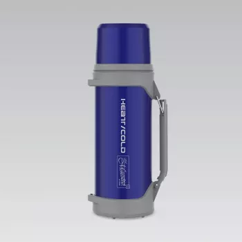 Maestro MR-1631 thermosfles 1,5 l blauw/grijs, 24 uur warmtebehoud, met deksel, beker en handgreep