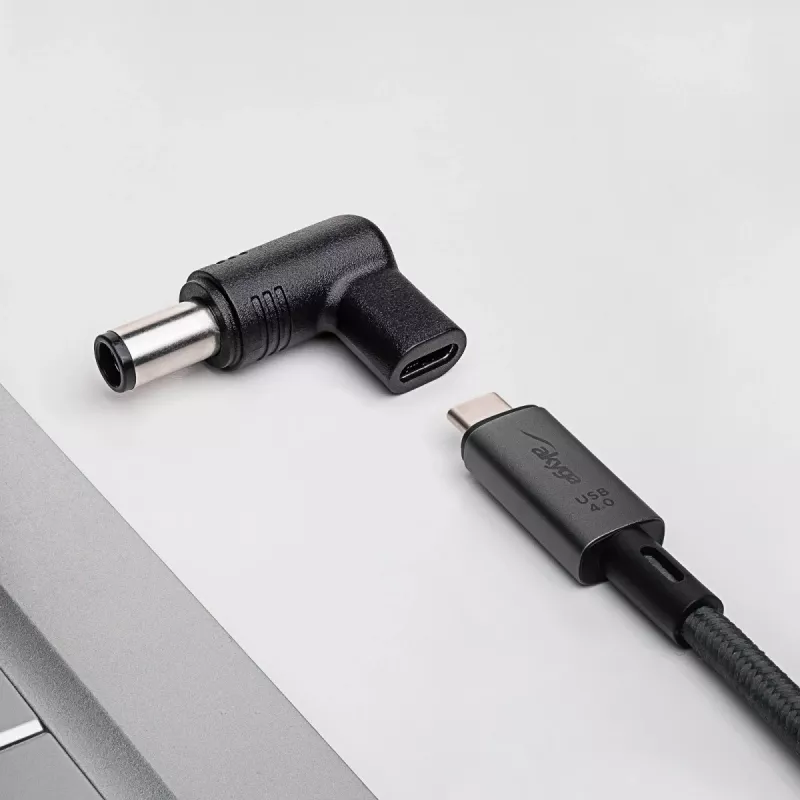 Akyga AK-ND-C08 laadadapter USB-C naar DC 7,4 x 5,0 mm + pin voor notebooks, 18,5-20 V, 100 W, voor Dell