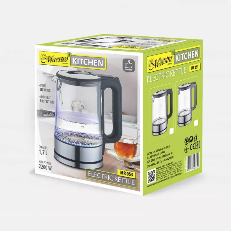 MAESTRO MR-053 waterkoker 1,7 L 2200 W (MR-053-Grau) grijs
