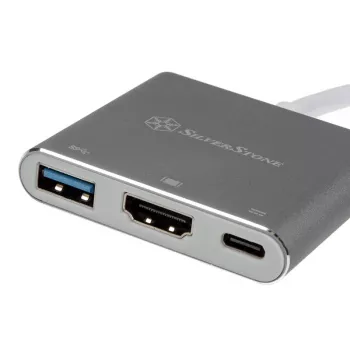 SilverStone SST-EP08C - USB 3.1 Type-C-adapter naar HDMI/USB Type-C/USB Type-A - zilver