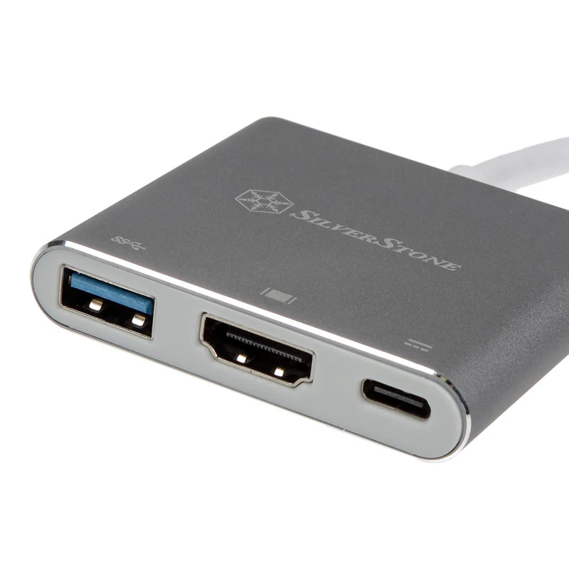 SilverStone SST-EP08C - USB 3.1 Type-C-adapter naar HDMI/USB Type-C/USB Type-A - zilver