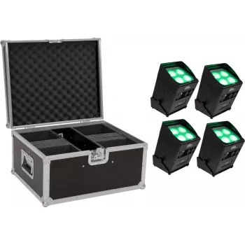 Eurolite Set 4x AKKU UP-4 Entry QCL Spot QuickDMX met koffer