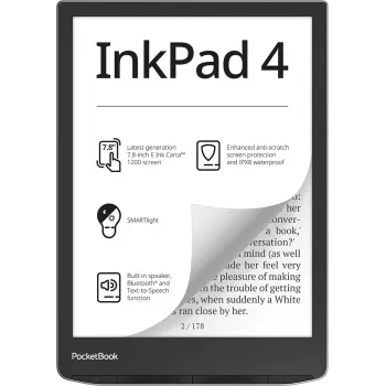 E-bookreader PocketBook InkPad 4 7,8 inch E Ink Carta, 32 GB, Wi‑Fi, zwart/zilver