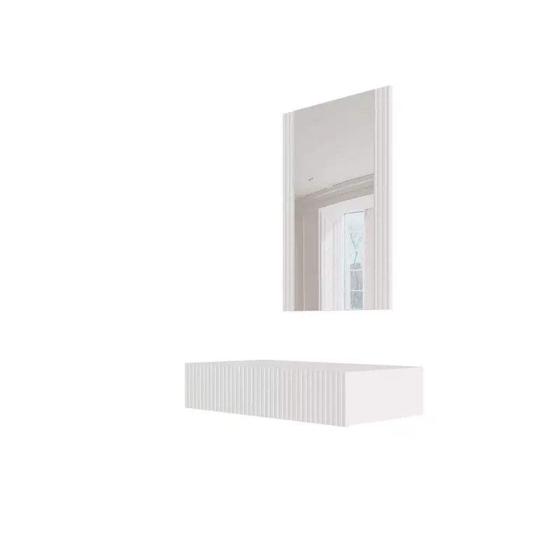 Kaptafel met spiegel cama meble PAFOS 80×41,6×100 cm, wit mat, MDF-frame, 1 lade